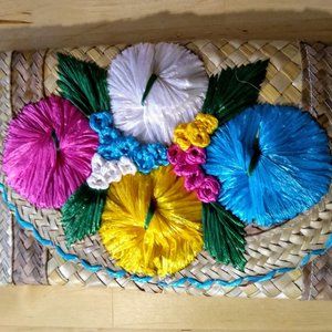 VTG Palm Raffia Woven Handmade Clutch